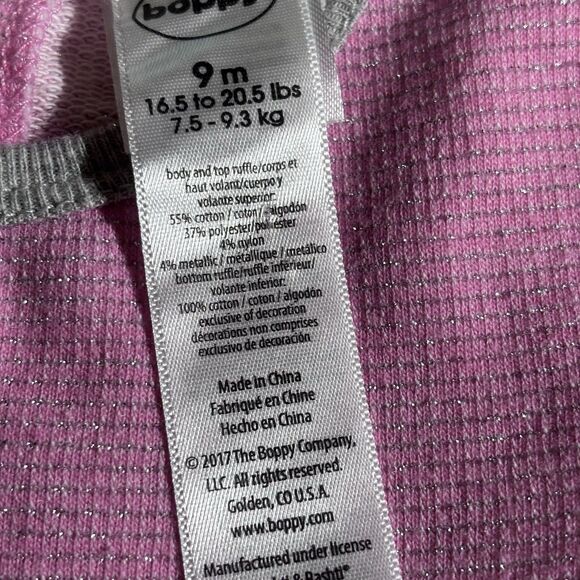 BOPPY girls  Pink Top & Printed white Leggins 2 piece outfit Size 9 months - Picture 10 of 16